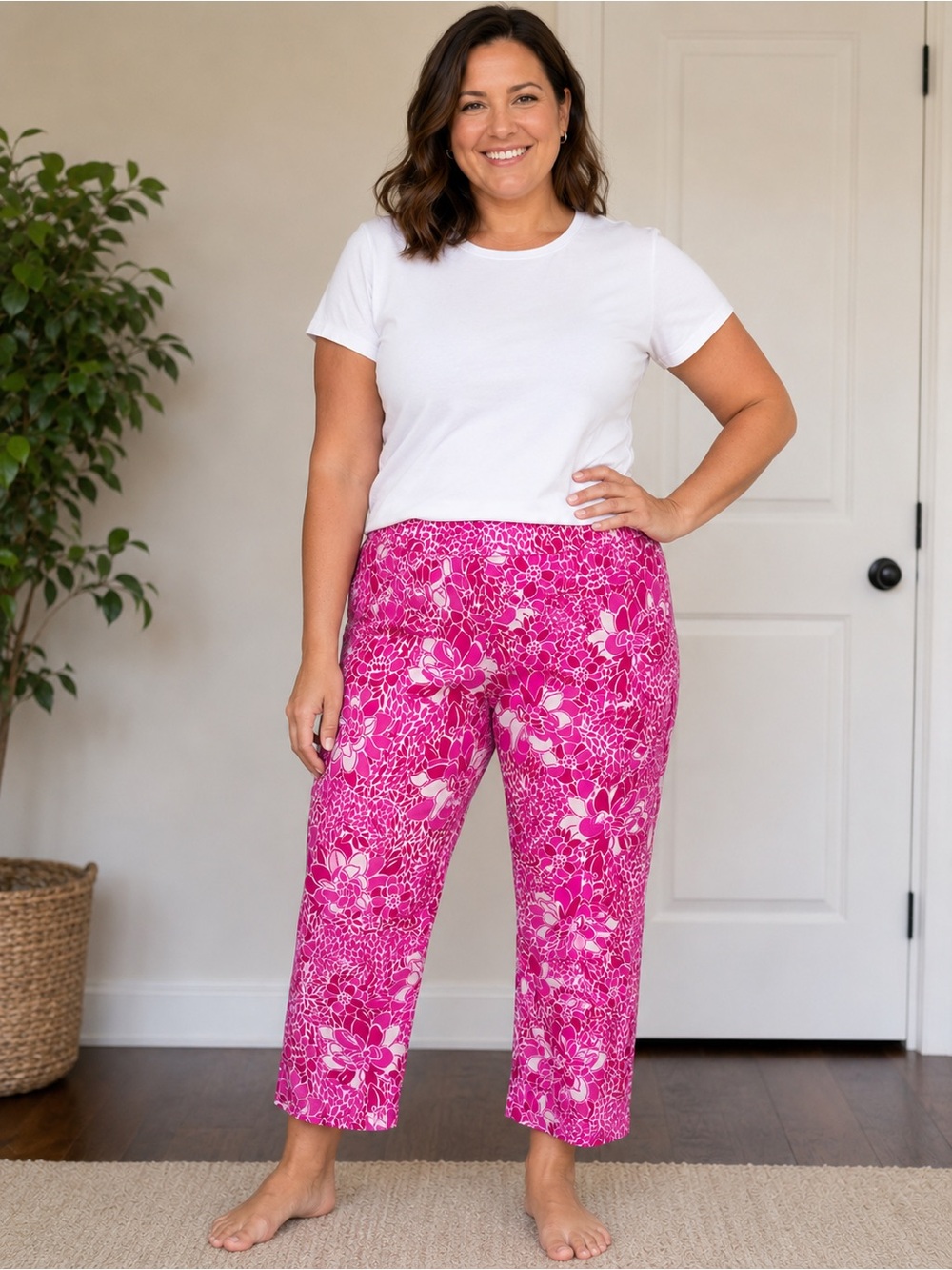 Lilly Pulitzer Size 12 Capri Pant Palm Beach Collection Pink Print